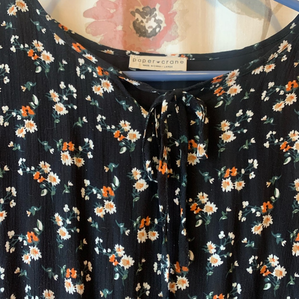 Flattering calico print dress with elastic waist